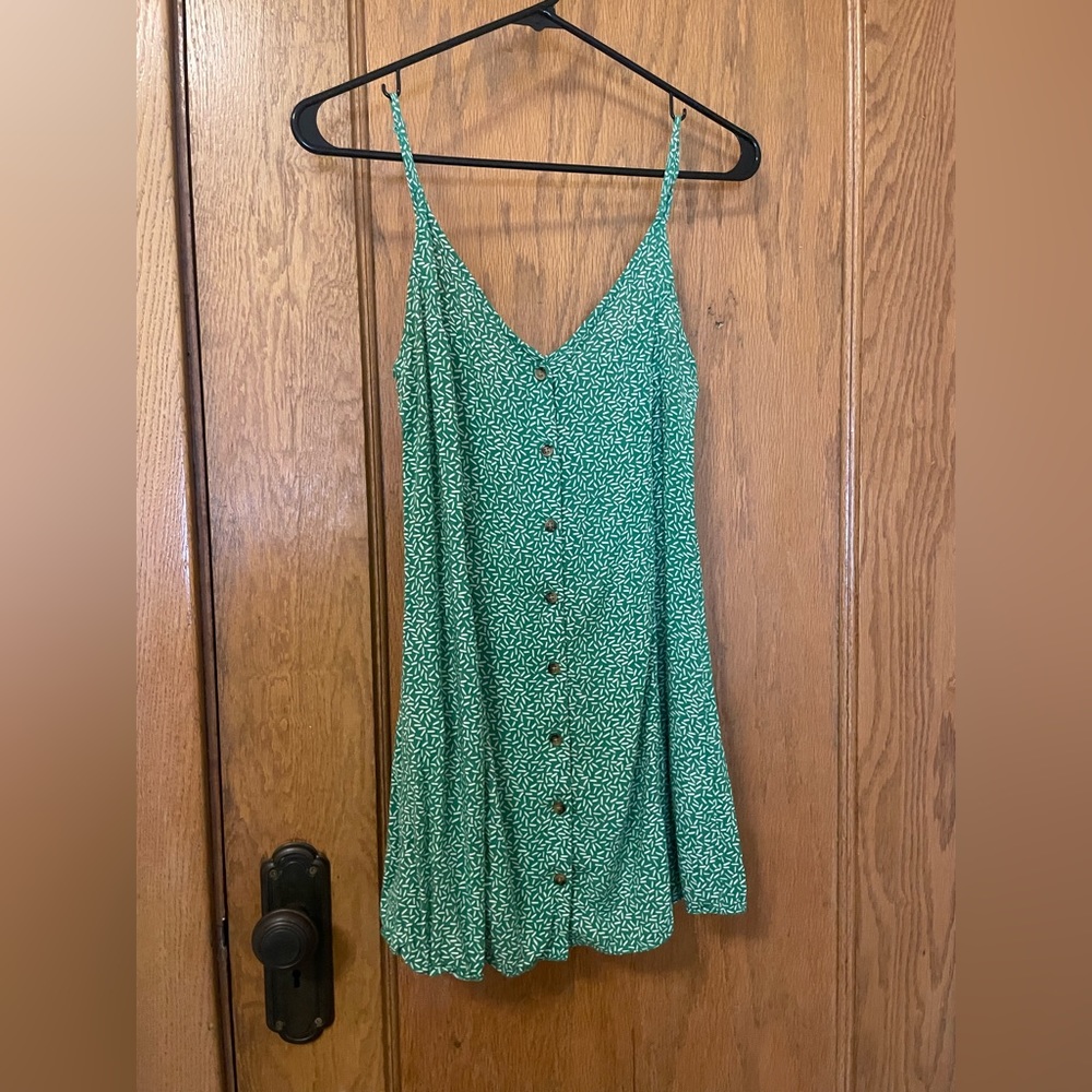 XS Green and White Spaghetti Strap Dress